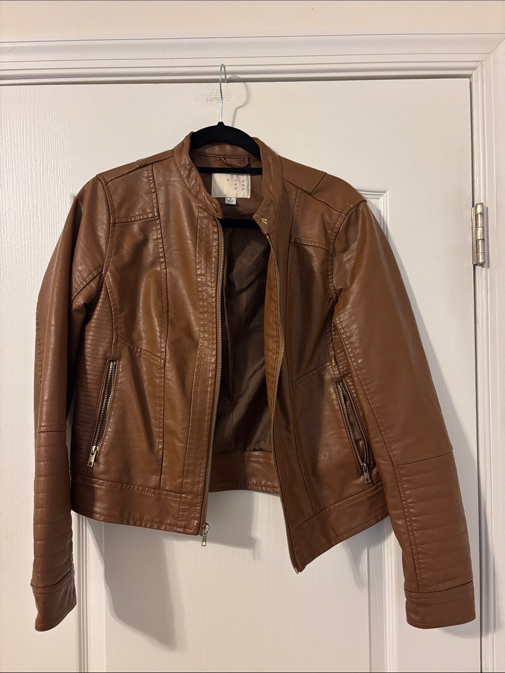 a new day Tan Faux Leather Moto Jacket